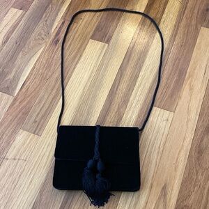 Vanessa Women’s Black Velvet Crossbody Bag With Tassels OS